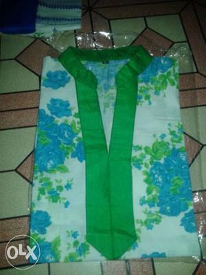 Green And White Floral Shirt
