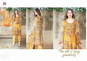 Lawn cotton dress material with embroidery patch
