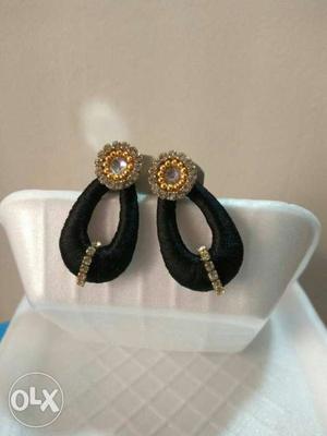 Manjiri Arts-silk thread earing in black colour