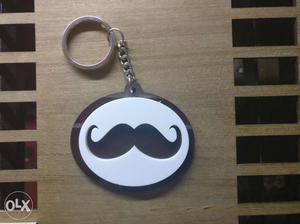 Moustache Keychain in white and black Acrylic,