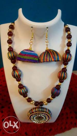 Multicolored silk thread jewel