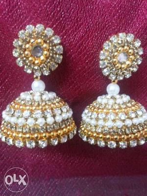 Pair Of Gold And Silver Drop Earrings