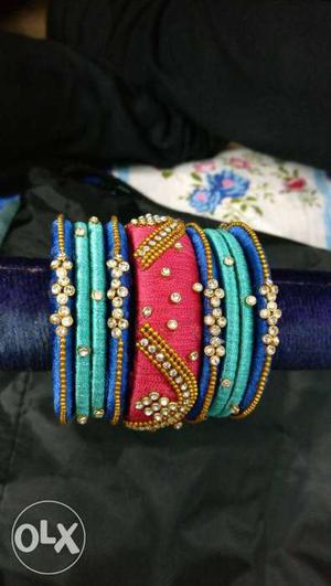 Partywear designer silk thread bangles.