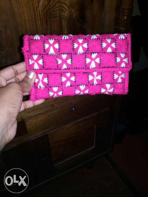Pink And White Long Wallet