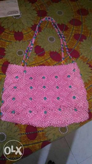 Pink Knitted Handbag