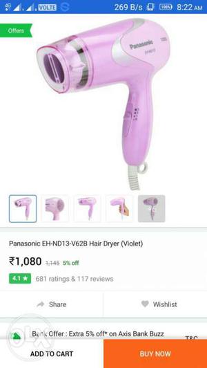 Pink Panasonic Hair Blower