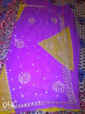 Purple And Brown Floral sari