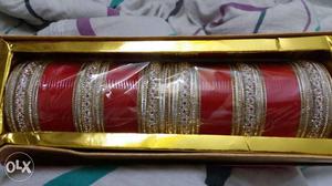 Re And Brown Thread Bangle In Box