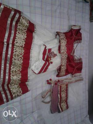 Red White Floral Choli