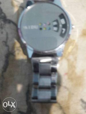 Round Silver Digital Watch With Link watch