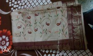 Tasar Silk with rich sover colour which build