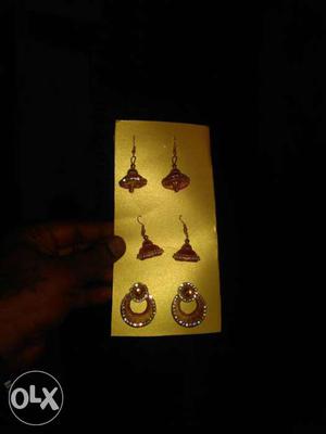 Three Pair Of Jhumka Earrings