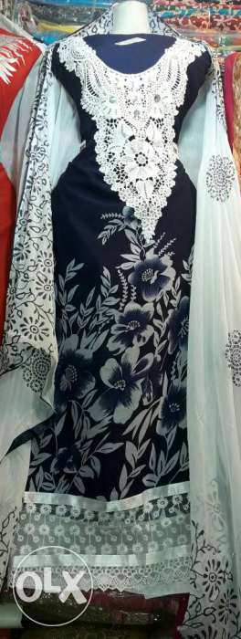 White And Black Floral Maxi Dress