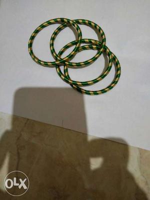 Women's Four Green And Gold Bangles