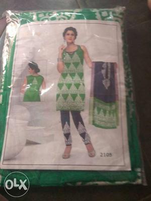 Women's Green And White Sari