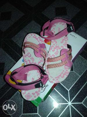 Women's Pair Of White-and-pink Floral Sandals With Box