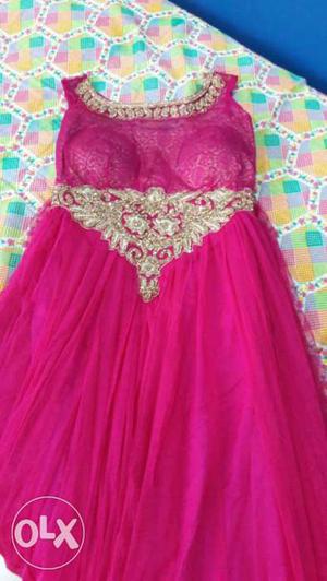 Women's Pink Sleeveless Long Gown