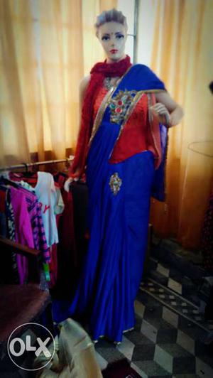Women's Red And Blue Traditional Dress