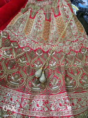 Women's Red Brown And Grey Sari A Line Skirt