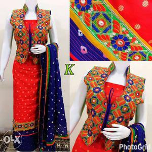 Women's Red, Purple, And Green Traditional Dress