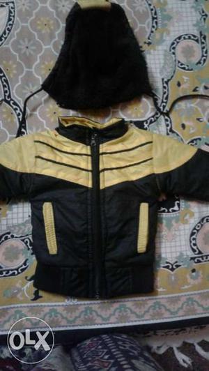 Yellow And Black Zip Casual Jacket