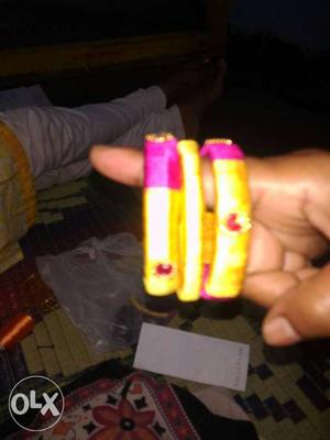 Yellow And Pink Bangle Bracelet