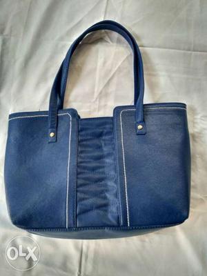 Blue Leather Hand Bag