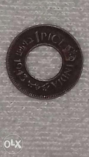 Round Bronze 1 India Pice Coin