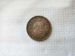 Round  Bronze 1/2 Pice Indian Coin