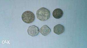 Six Silver Indian Coins