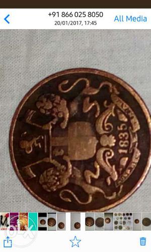 182 years old coin for sale  East india