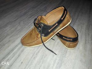 Brown-and-black Leather Boat Shoes