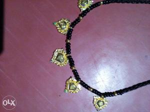 Gold Heart Pendant Black Beaded Jewelry