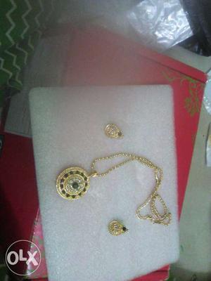 Gold Pendant Necklace And Earrings