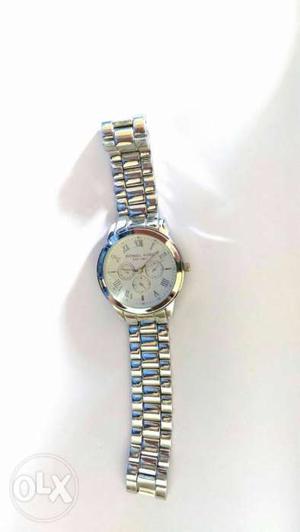 Michael kors Round Chronograph Watch With Silver Link Strap