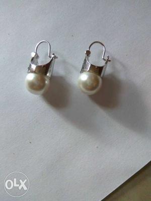 Pair Of White Pearl Earrings
