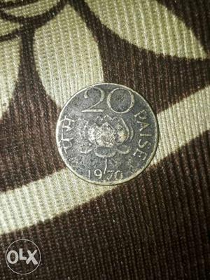Round Silver 20 Paise Coin