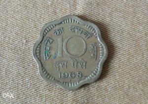Silver  Scalloped 10 Paise Coin