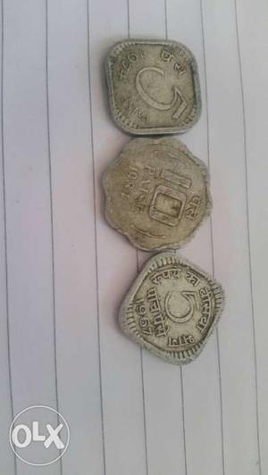 Two 5 And 10 Indian Paise Coin