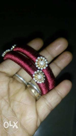 Two Red Silk Thread Bangles