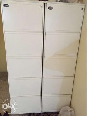 Two White File Cabinets shoe rack