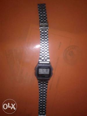 Women's Silver Casio Digital Watch With Silver Link