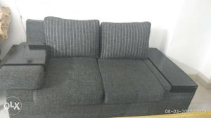 2 seater black sofa in jute material