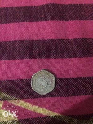 3 Indian Paise Silver Coin