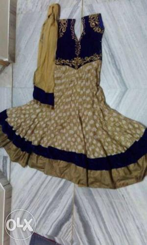 A beautiful anarkali with embroidery on neck,back and