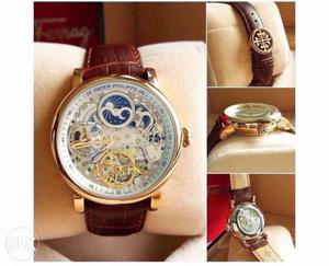Automatic brown leather belt watch brand new