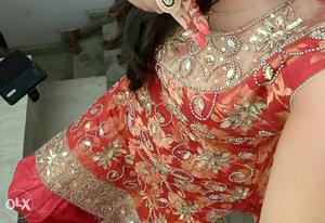 Beautiful red Punjabi suit fully work urgent sell