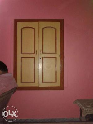 Beige And Brown Wooden Wall Cabinet