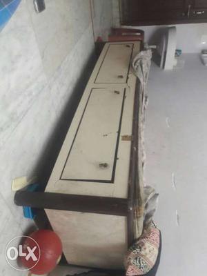 Beige Wooden Television Rack With Drawers