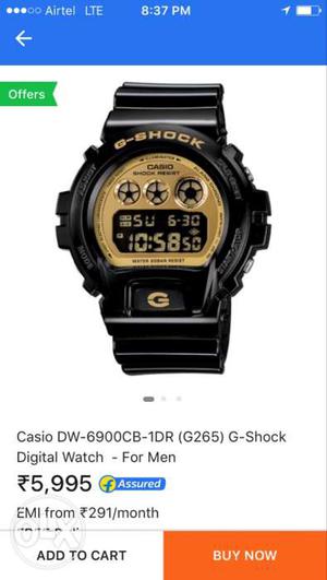Black And Silver G-shock Digital Watch On Box